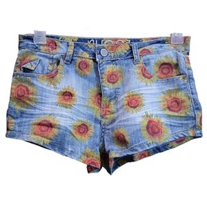 Rue21 Womens Sunflower Print Denim Shorts - Size 5/6